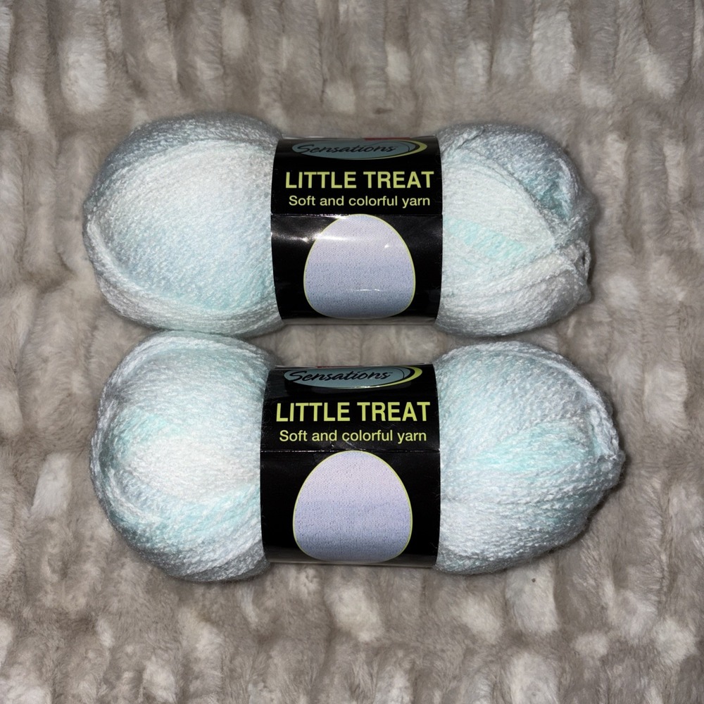 2 Sensations Little Treat Yarn, 3.5oz, 290 yds, Turquoise/White, 4 Medium Wt